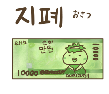 ぶたさんと韓国語572 지폐 チペ Honey Bunny Canaの韓国ブログ